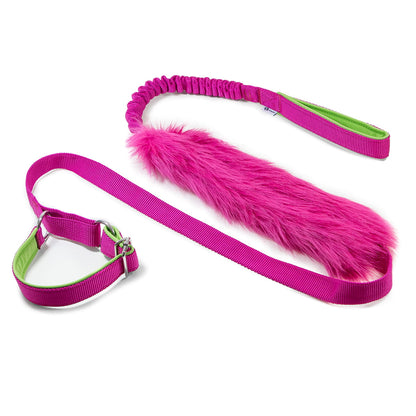 Lesă Agility 3 în 1, cu bungee și blană artificială