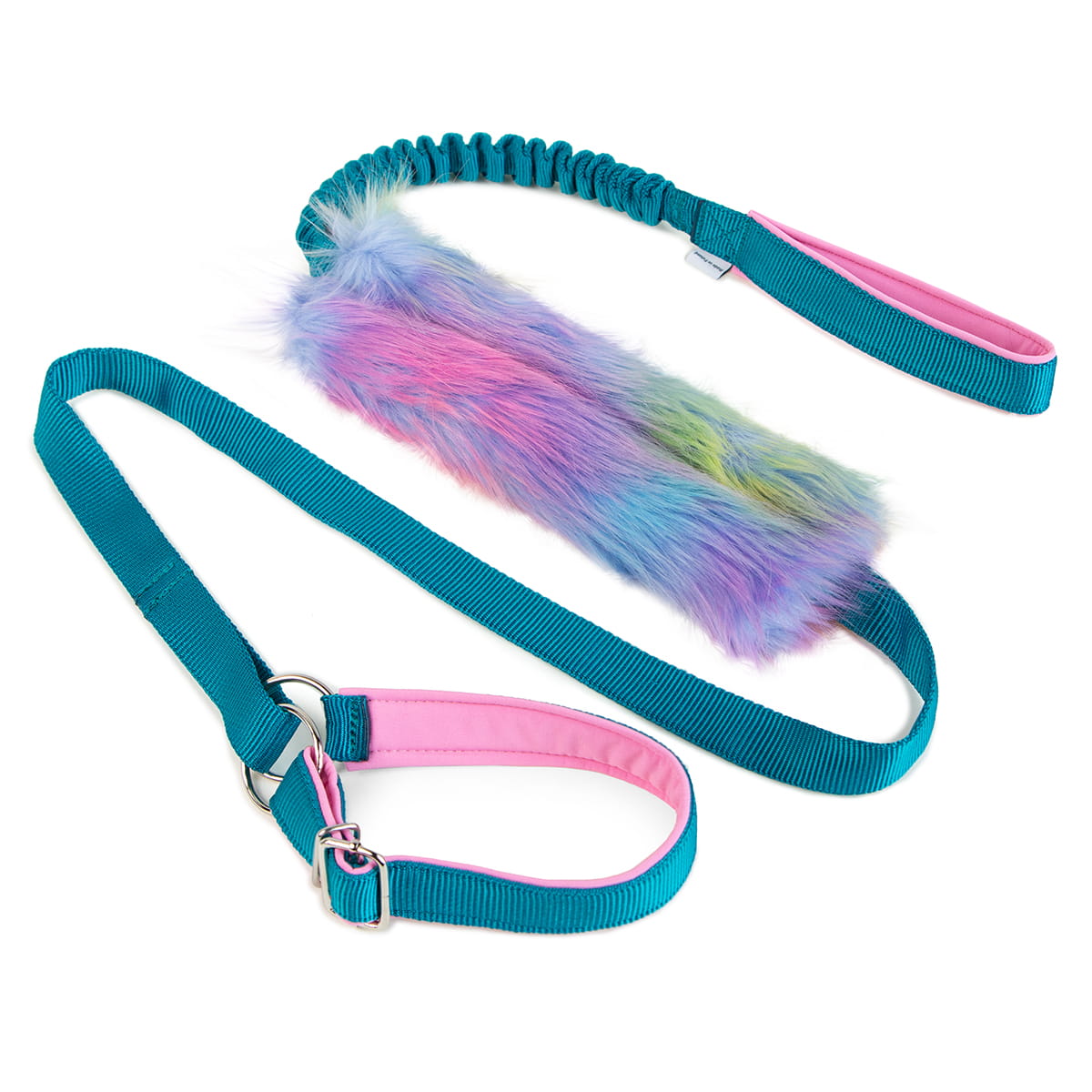 Lesă Agility 3 în 1, cu bungee și blană artificială